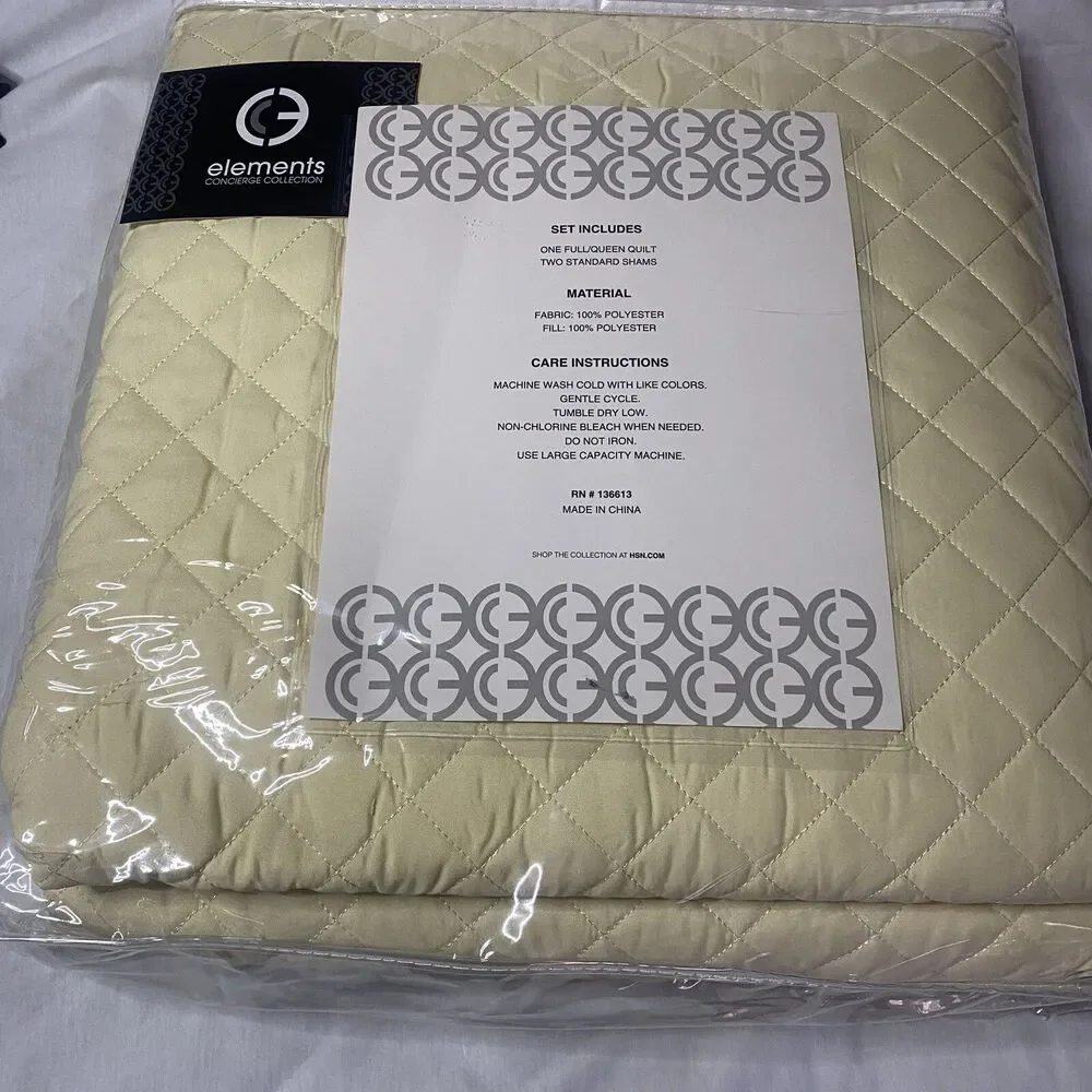Elements Concierge Collection Queen Quilt 2 Shams Set 100% Polyester